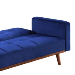 76" Tanitha Sofa Blue Velvet/Natural Finish - Acme Furniture -Baxton Studio Store GUEST 1763d095 efce 4c07 913b 863af471937d