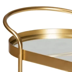 Kamal Glam Brushed Metal And Mirrored Glass 2 Tier Mobile Wine Bar Cart Gold - Baxton Studio -Baxton Studio Store GUEST 177e2668 9776 406c 9999 b2a2b27bbc60