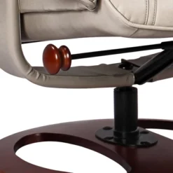 BenchMaster Newport Taupe Faux Leather Recliner Chair Modern Armchair Ottoman Footrest Ergonomic Manual Reclining Swivel For Bedroom Living Room Home -Baxton Studio Store GUEST 17e3678e cfc5 420c 8a23 97da04e5b831