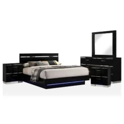 5pc Cavatao Bedroom Set With Led Light Black/Chrome - MiBasics -Baxton Studio Store GUEST 17ff0899 2465 4c3d a381 b2d97dd8a16c