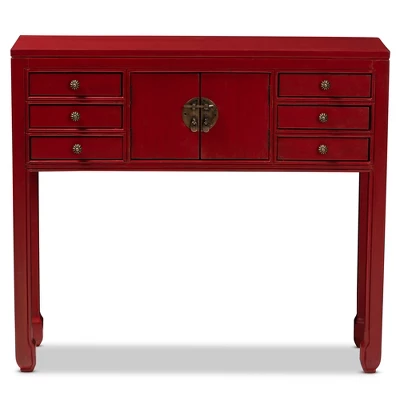 Melodie 6 Drawer Console Table Red - Baxton Studio 1 Melodie 6 Drawer Console Table Red - Baxton Studio