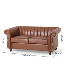 Glenmont Contemporary Channel Stitch Loveseat With Nailhead Trim - Christopher Knight Home -Baxton Studio Store GUEST 1908a6d0 5d03 48ec b0f6 3801ca4975b8