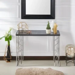 Sbragia Geometric Metal Legs Console Table Faux Marble - HOMES: Inside + Out