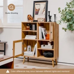 Costway Rattan Buffet Sideboard Accent Storage Cabinet Coffee Bar Cabinet Doors Cubbies -Baxton Studio Store GUEST 1a462e81 37f7 4ecc 989e 41290e75955d