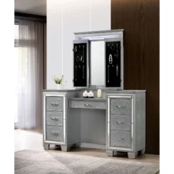 2pc Mallery Vanity Set With Stool Silver - HOMES: Inside + Out -Baxton Studio Store GUEST 1af5d629 35a0 4166 ab10 2cae923ea79b