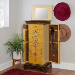 Beatrice Antique Parchment Hand Painted Jewelry Armoire - Powell Company -Baxton Studio Store GUEST 1c0f35c0 dd81 4c43 99d7 e7ef1c3bd09e