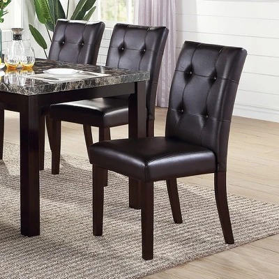Simple Relax Set Of 2 Leroux Upholstered Dining Chairs With Button Tufted In Dark Brown 1 Simple Relax Set Of 2 Leroux Upholstered Dining Chairs With Button Tufted In Dark Brown