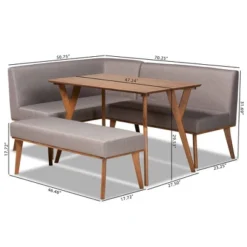 4pc Odessa Mid-Century Modern Fabric Upholstered Wood Dining Nook Set Walnut/Brown - Baxton Studio -Baxton Studio Store GUEST 1c5af690 abe0 4b00 aacc ac8f3517ef80