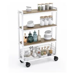 Cart System With Wheels 4 Tier White - Atlantic -Baxton Studio Store GUEST 1cce8ab4 4a7f 446f 94de 67aaaff3a39e