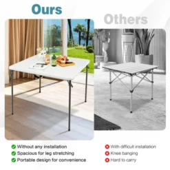 Tangkula Folding Camping Table Portable Picnic Table With All-Weather HDPE Tabletop Metal Frame & Carry Straps White/Gray -Baxton Studio Store GUEST 1d90e61f 3667 4bdf 83bf 43b61ceec3e5