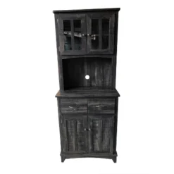 Home Source Microwave Stand With Top And Bottom Cabinets -Baxton Studio Store GUEST 1dcfb5c8 e593 4bc5 87b2 c2ef61f2e235