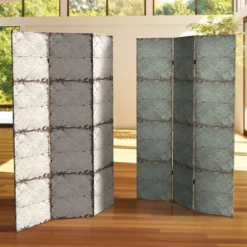 6" Double Sided Antiqued Paneling Canvas Room Divider Gray - Oriental Furniture -Baxton Studio Store GUEST 1eb524c6 e477 4763 a572 9735ba996749