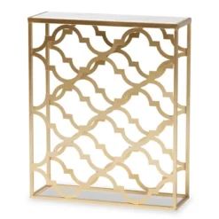 Calanthe Metal With Marble Tabletop Console Table White/Gold - Baxton Studio