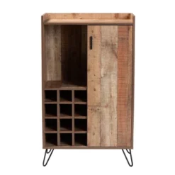 Mathis Wood And Wine Cabinet Brown/Gold - Baxton Studio -Baxton Studio Store GUEST 220b1164 5e0a 4f4e a0ee 580a21b68408