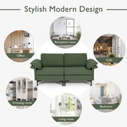 Costway Modern Loveseat Fabric 2-Seat Sofa Couch For Small Space W/Metal Legs Army 17 Costway Modern Loveseat Fabric 2-Seat Sofa Couch For Small Space W/Metal Legs Army -Baxton Studio Store GUEST 22f83336 3cd5 431d 93df 24ee6625bd7a