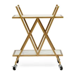 Chaves Handcrafted Modern Glam Marble Bar Cart Gold/White - Christopher Knight Home -Baxton Studio Store GUEST 231c5a4c e189 42e8 a921 1068187ff787
