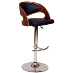 Malibu Swivel Barstool Black/Walnut - Armen Living