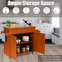Costway Rolling Kitchen Island Cart Storage Cabinet W/ Towel & Spice Rack WhiteBlackCherryGray -Baxton Studio Store GUEST 237d7b66 6013 4617 b66e 4d6d9c867359