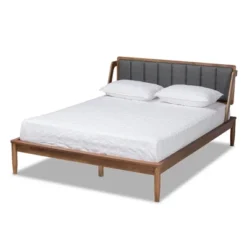 Helsa Mid-Century Modern Platform Bed Walnut/Brown/Gray - Baxton Studio -Baxton Studio Store GUEST 23fdec29 8629 45d4 a4b1 358af4c92322