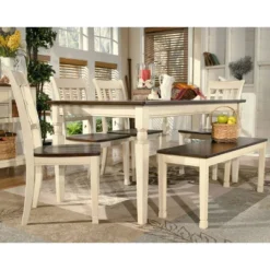 Whitesburg Rectangular Dining Room Table Wood/Brown/Cottage White - Signature Design By Ashley -Baxton Studio Store GUEST 24d233f5 d879 4fef a597 8ba68fdfed6c