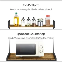 Yaheetech 5-Tier 56" H Baker’s Rack With Wire Basket & Power Outlets, Rustic Brown -Baxton Studio Store GUEST 24fa35f6 b5c3 4b82 a08e 1021846196d0