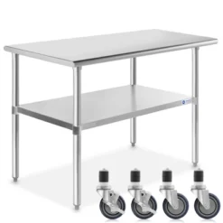 GRIDMANN Stainless Steel Table With 4 Casters (Wheels), NSF Commercial Kitchen Work & Prep Table -Baxton Studio Store GUEST 2515b2ef 611b 4917 b08c c423d6e3dead