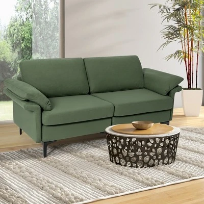 Costway Modern Loveseat Fabric 2-Seat Sofa Couch For Small Space W/Metal Legs Army 1 Costway Modern Loveseat Fabric 2-Seat Sofa Couch For Small Space W/Metal Legs Army