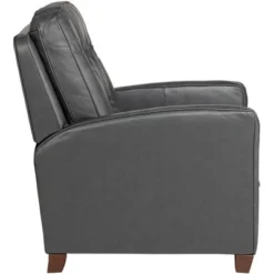 Elm Lane Livorno Gray Genuine Leather Recliner Chair Modern Armchair Comfortable Push Manual Reclining Footrest Tufted For Bedroom Living Room Reading -Baxton Studio Store GUEST 25ae259f 2c7a 49b3 a8cf 3ca42bbbf546