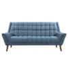 Cobra Mid-Century Modern Sofa Blue Linen/Walnut - Armen Living