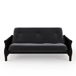 Full Chester Wood Arm Futon Frame With 8" Polyester Mattress - Room & Joy -Baxton Studio Store GUEST 27fc2e97 bbb0 4529 9aaf 3e068a3d0885