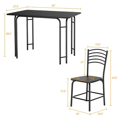 Costway 5 Piece Dining Set Home Kitchen Table 29.5'' And 4 Chairs With Metal Legs Modern Black 1 Costway 5 Piece Dining Set Home Kitchen Table 29.5'' And 4 Chairs With Metal Legs Modern Black