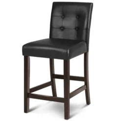 Costway Set Of 2 Bar Stools 25inch Counter Height Barstool Pub Chair Rubber Wood Black -Baxton Studio Store GUEST 283e3eec d75c 4cc5 b383 e7a6077a61e3