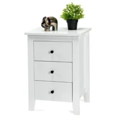 2PCS Nightstand End Beside Table Drawers Modern Storage Bedroom Furniture White -Baxton Studio Store GUEST 2844f69a 9fcc 47fb a8df 421556a4c359