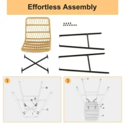 Costway Set Of 2 Rattan Bar Stools Counter Height Dining Chairs With Metal Legs Natural -Baxton Studio Store GUEST 285aa029 dd6b 4e07 8e04 7dd9743aa428