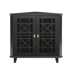 2 Door Corner Accent Cabinet With Fretwork Doors - Saracina Home -Baxton Studio Store GUEST 28fe5556 fd13 4741 9522 8e0abe2af5bd