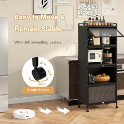 Costway 5-Tier Kitchen Baker's Rack Storage Cabinet Mobile Microwave Stand Flip-up Doors -Baxton Studio Store GUEST 292a52b7 47b2 4f14 b246 c22b8df21990