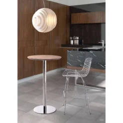 41" Elegant Chromed Steel Round Bar Table Walnut - ZM Home -Baxton Studio Store GUEST 293d4a25 b63a 4652 b7bc bbd80d982348