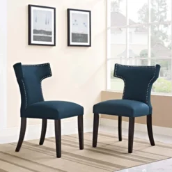 Set Of 2 Curve Dining Side Chair Fabric - Modway