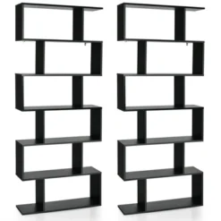 Costway 2 PCS 6 Tier S-Shaped Bookshelf Storage Display Bookcase Z-Shelf -Baxton Studio Store GUEST 2a57389a b066 44fe 8a7e e129b326df24
