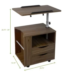 Mind Reader Bedside Workstation Adjustable Desk Nightstand, Wood Finish -Baxton Studio Store GUEST 2b11f825 273a 4e95 9936 176bb2fc3807