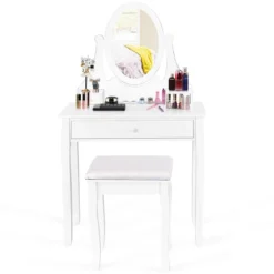 Costway Wooden Vanity Makeup Dressing Table Stool Set Bathroom White 17 Costway Wooden Vanity Makeup Dressing Table Stool Set Bathroom White -Baxton Studio Store GUEST 2b50c285 ce95 41a2 b340 fce02691c937