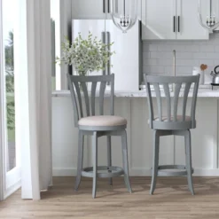 25.75" Savana Swivel Counter Height Barstool Blue (Wirebrush)/Cream - Hillsdale Furniture -Baxton Studio Store GUEST 2b7eafdb 5b6c 44b1 baaf 0b9775909550