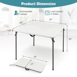 Tangkula Folding Camping Table Portable Picnic Table With All-Weather HDPE Tabletop Metal Frame & Carry Straps White/Gray -Baxton Studio Store GUEST 2bb5a6b9 6185 4b09 9258 c70d37e99b93