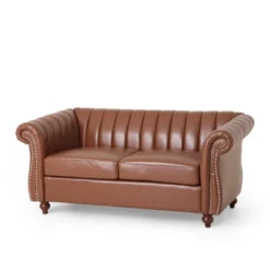 Glenmont Contemporary Channel Stitch Loveseat With Nailhead Trim - Christopher Knight Home -Baxton Studio Store GUEST 2e075eaa dd43 4bf6 b47f 209d08d9900c