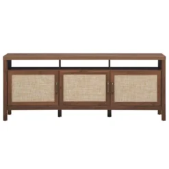 Tangkula Universal TV Stand Cabinet Television Media Console With 3 Rattan Doors Grey Oak Walnut -Baxton Studio Store GUEST 2e2f7cc1 f6da 43bf a060 f433526129eb
