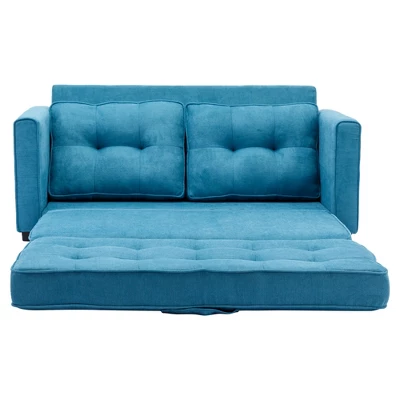 59.4" Upholstered Loveseat Sofa Couch, Pull-Out Sofa Bed With Side Pocket-ModernLuxe 7 59.4" Upholstered Loveseat Sofa Couch, Pull-Out Sofa Bed With Side Pocket-ModernLuxe - Image 7