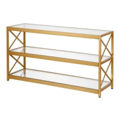 48" Modern X-Sided Gold And Bras Metal TV Stand - Henn&Hart -Baxton Studio Store GUEST 2f081778 9c24 40a2 b1e9 7b55aaafbee6