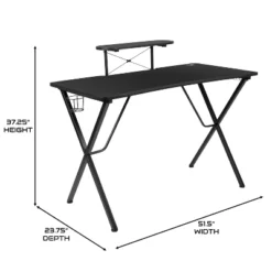 BlackArc Gamma Gaming Desk & Chair Set - Black & Red High Back Gaming Chair With Flip-Up Arms; Desk With Detachable Headphone Hook/Cupholder -Baxton Studio Store GUEST 2fc70bdb 9bd1 479c a139 21bc12b8e1ec