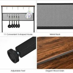 Costway 4-Tier Kitchen Bakers Rack Microwave Oven Stand Industrial W/Hooks & Mesh Panel -Baxton Studio Store GUEST 305d9aea b7a1 4f51 93bb 610ac3d83c4d