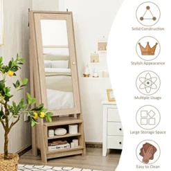 Costway Jewelry Cabinet Large Full Length Armoire 2-in-1 Stand Mirror Organizer 15 Costway Jewelry Cabinet Large Full Length Armoire 2-in-1 Stand Mirror Organizer -Baxton Studio Store GUEST 30623ed5 70db 4cd1 bd65 1bbb04d084d7